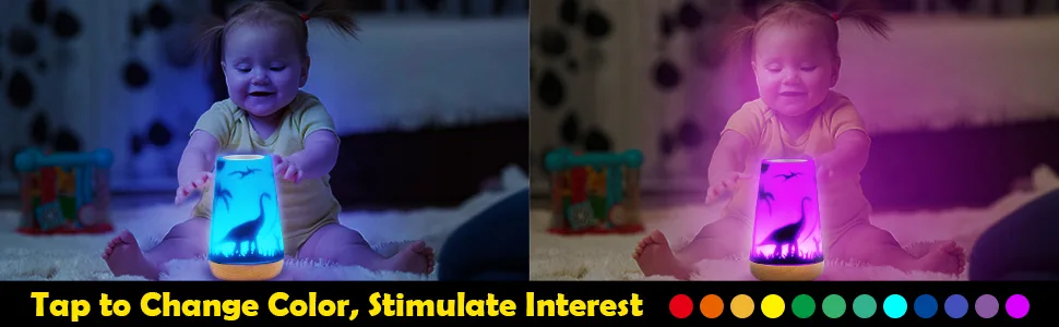 Mostof Dinosaurier Night Light with Remote for Girls Baby Kids Bedroom Touch Control Timer Rechargeable (Dinosaurier-16 Colors) - touch night light