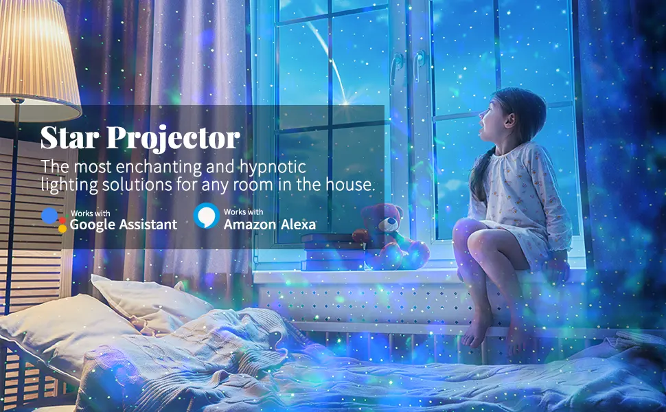 Nineaccy Galaxy Projector Star Projector Night Light with Timer Function/Voice Control/APP Control LED 16 Colors RGB Dimming for Baby Kids Adults Bedroom Room Decor Party Gift (Black) - Galaxy projector