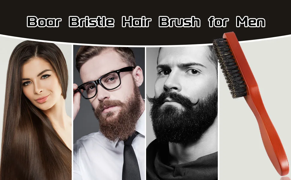 Boar Bristle Hair Brush for Men Soft Beard Brush Hair Styling Tool for Combing Beard Hair Promotes Beard Growth and Improving Texture - Beard Brush
