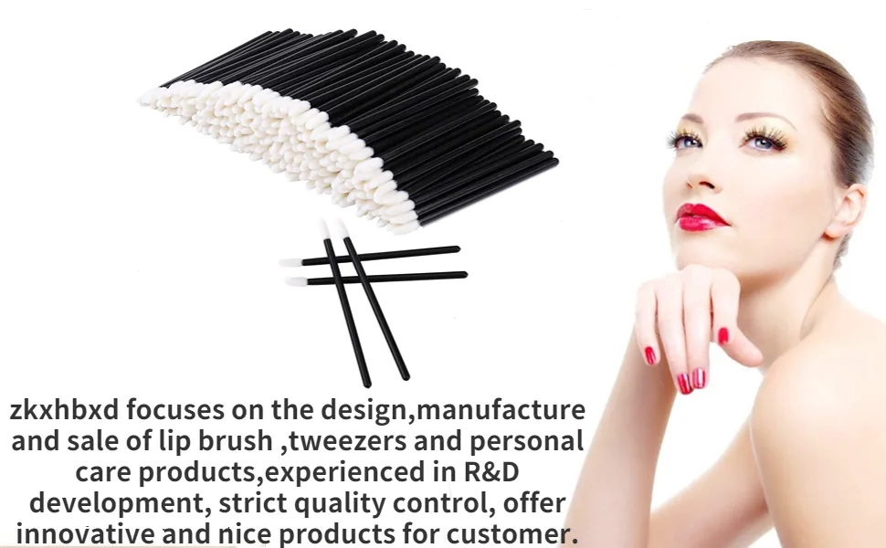 Lip Brushes 200Pcs Black Disposable Makeup Brush Lip Applicator Wands Perfect Makeup Tool Kits - black
