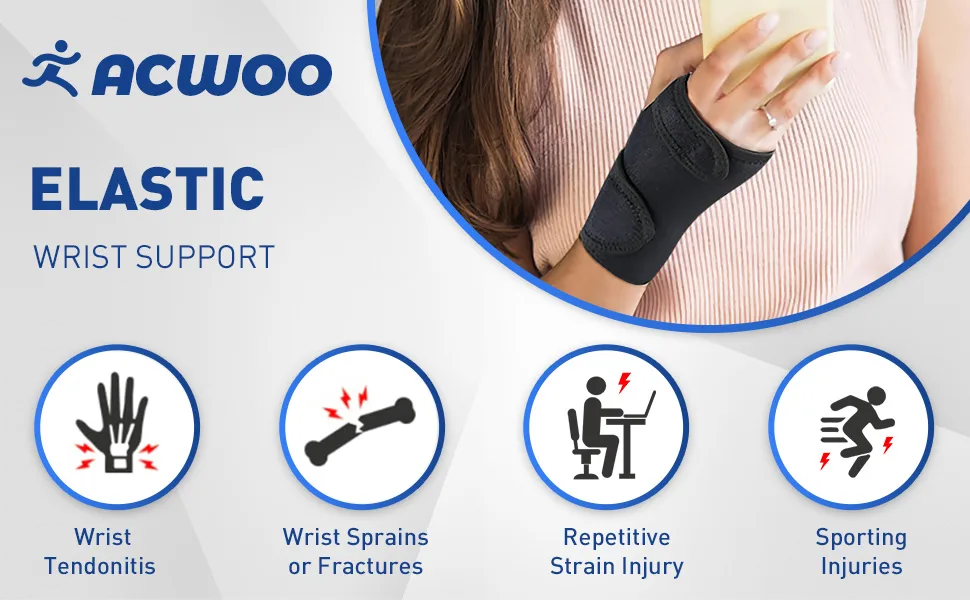 ACWOO Adjustable Wrist Strap Carpal Tunnel Compression Splint Relieves Pain Sprains Tendonitis and Joint Pain Breathable Brace Provides Wrist Support (Left) - Wrist Brace