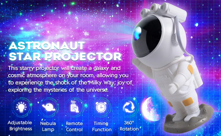Astronaut Galaxy Star Projector Starry Night Light Astronaut Light Projector with Nebula Timer and Remote Control Bedroom and Ceiling Projector Gifts for Children and Adults White - Astronaut galaxy projector