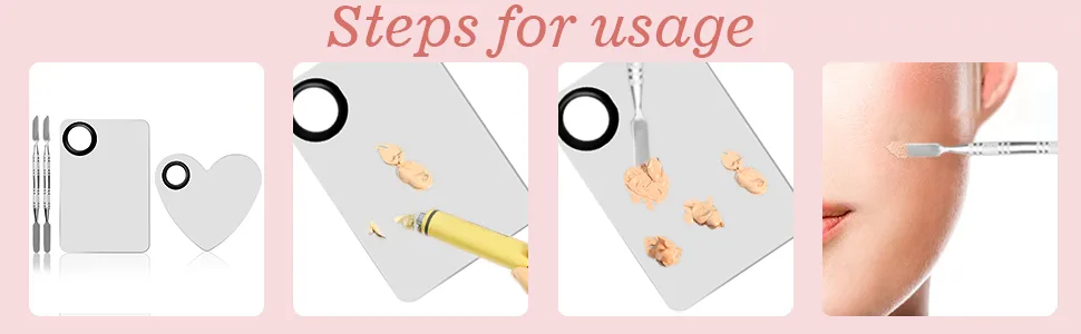 4Pcs Makeup Mixing Palette Set Stainless Steel Cosmetic Makeup Palette with 2 Spatula for Foundation Makeup Tools Eyeshadow Nail Art - product information 2