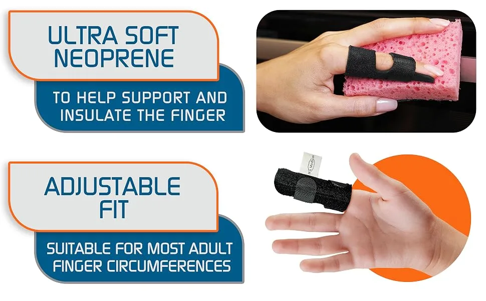 JFA Medical Neoprene Finger Splint - Ultra soft neoprene, Adjustable fit