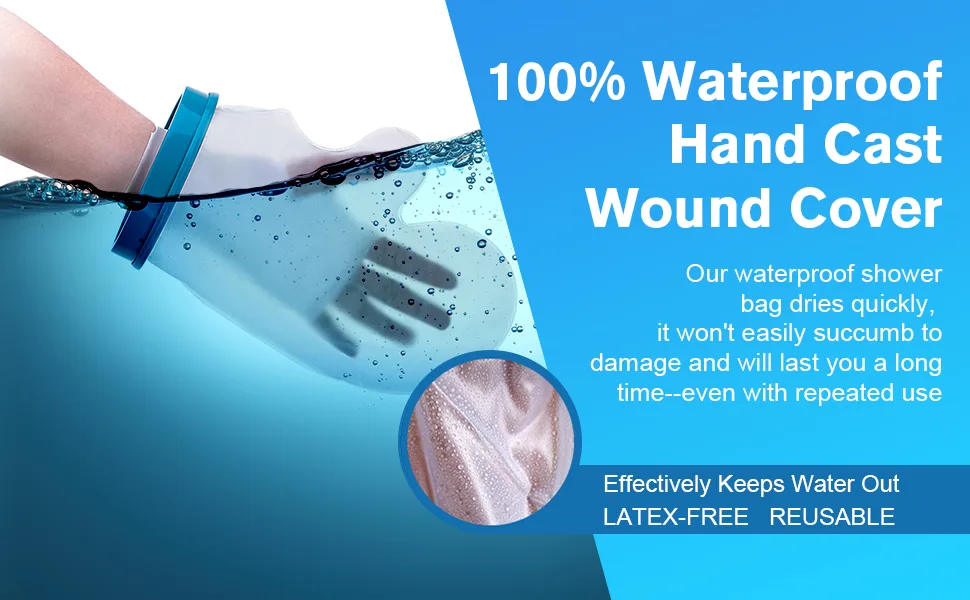 Nofaner Waterproof Hand Cast Cover Protector for Shower Reusable Cast Plaster Bandage Protector Keeps Casts Bandages Dry Dressing Cover for Shower Bath for Broken Wrist Finger Wound (31cm) - hand cast wound cover
