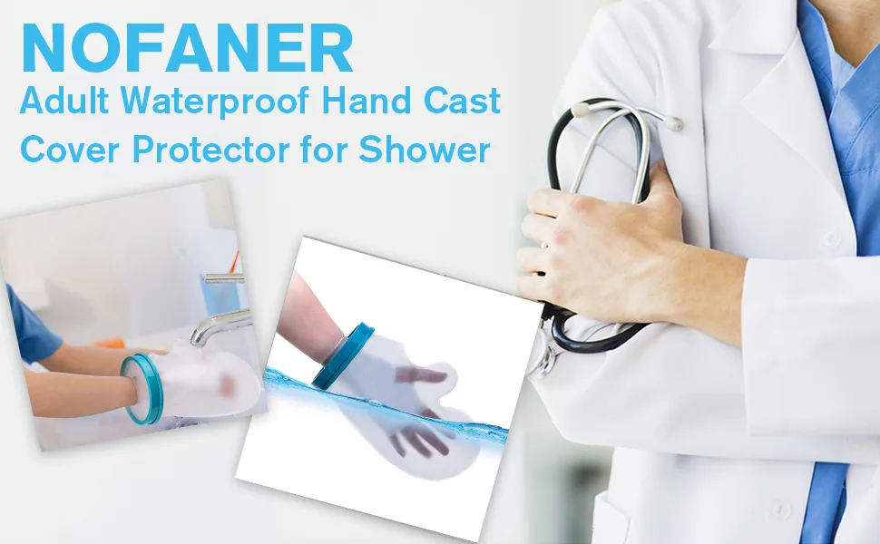 Nofaner Waterproof Hand Cast Cover Protector for Shower Reusable Cast Plaster Bandage Protector Keeps Casts Bandages Dry Dressing Cover for Shower Bath for Broken Wrist Finger Wound (31cm) - waterproof cast cover