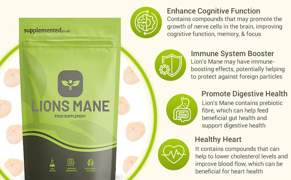 Lions Mane 2000mg 180 Capsules High Strength Mushroom Extract - Lions Mane