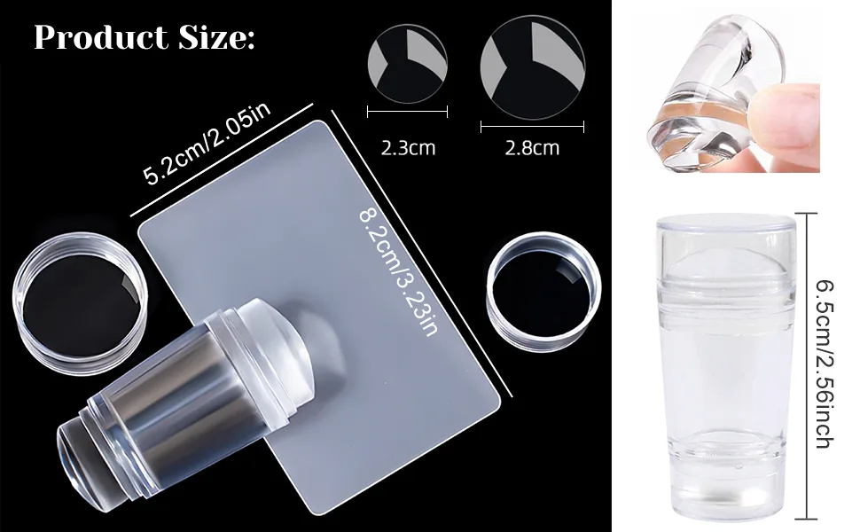 Sularpek Silicone Jelly Stamper 1 Piece Double Sided Transparent Nail Art Stamper with Scraper for Nails Manicure Tools - product information 6