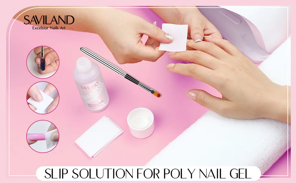 Saviland Slip Solution Nail Kit - 90ml Poly Nail Gel Nail Extension Clear Slip Solution Anti-stick Tools with Nail Art Brush Kit for Poly Extension Nails Shaping 90ML-01 - Slip Solution