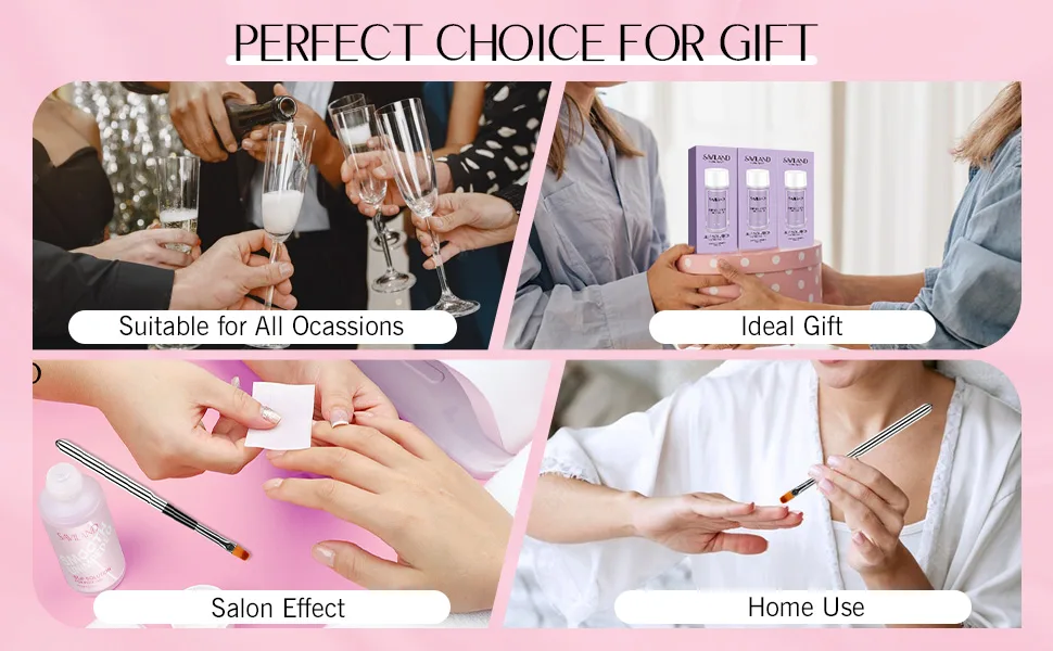 Saviland Slip Solution Nail Kit - 90ml Poly Nail Gel Nail Extension Clear Slip Solution Anti-stick Tools with Nail Art Brush Kit for Poly Extension Nails Shaping 90ML-01 - Slip Solution Kit