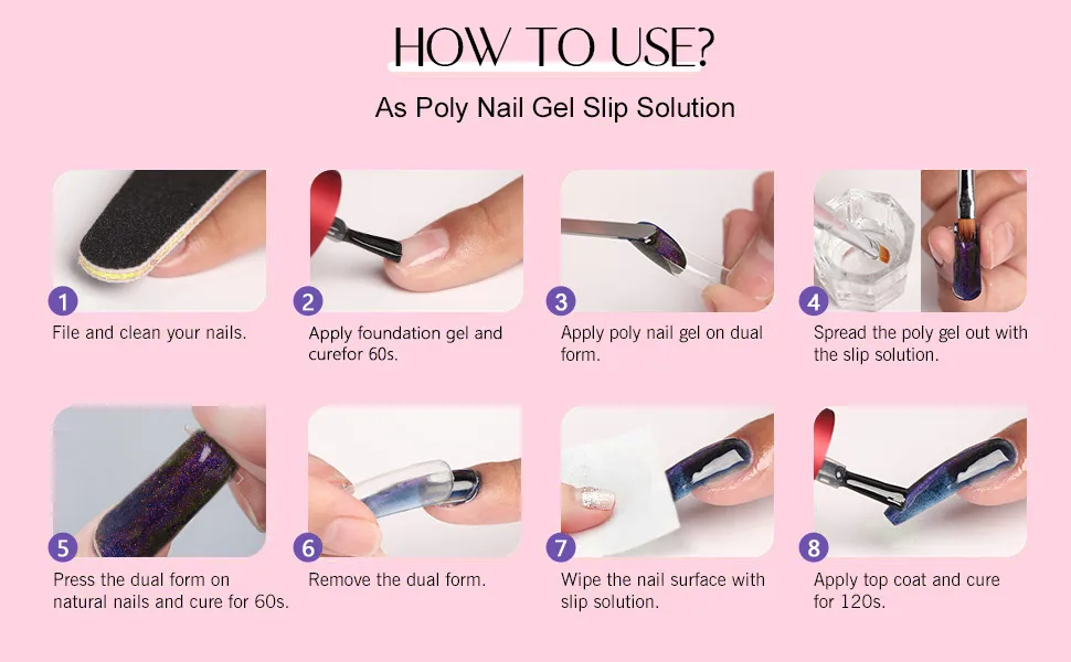 Saviland Slip Solution Nail Kit - 90ml Poly Nail Gel Nail Extension Clear Slip Solution Anti-stick Tools with Nail Art Brush Kit for Poly Extension Nails Shaping 90ML-01 - Slip Solution Kit