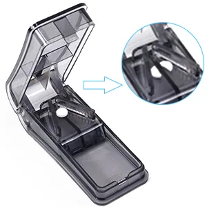 Redamancy Pill Cutter 2 Pcs Pill Crusher Pill Splitter with Blade in Half Quarter with Storage Compartment Pill Cutters for Tablets for Small Pills Large Pills Cut in Half (Blue+Black) - product information 3