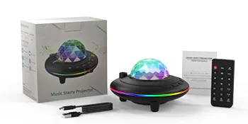 Mycket Star Projector Galaxy Projector Light Ocean Wave LED Lamp Night Light Projector with Remote 360 Rotating Sleep Soothing Colors Changing Music Bluetooth Speaker Timer for Kids Black - package including