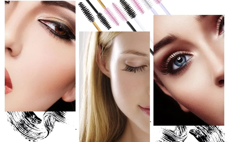 50 PCS Disposable Eyelash Brushes Mascara Wands Eye Lash Eyebrow Applicator Cosmetic Makeup Brush Tool Kits (crystal pink) - eyelash