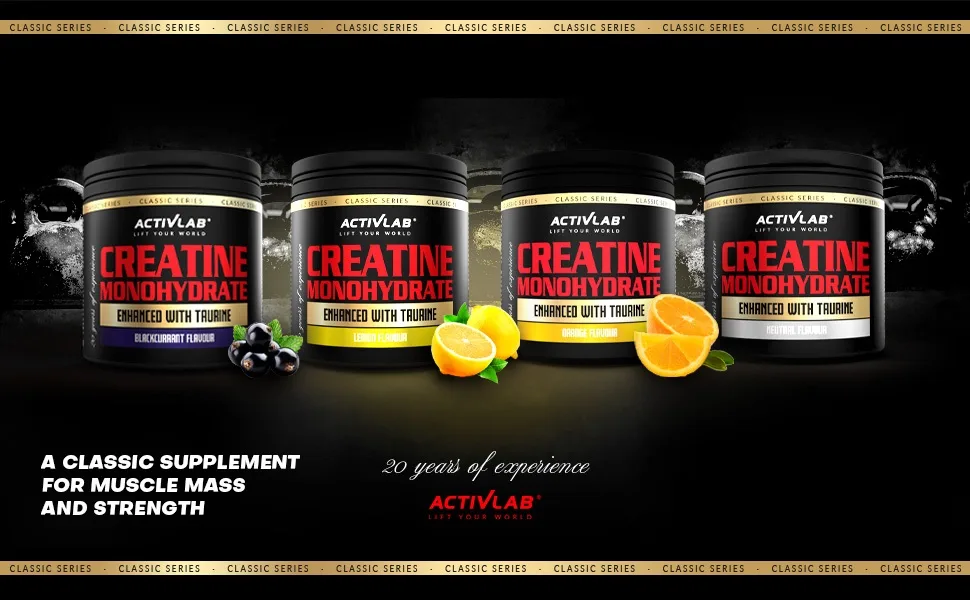 Activlab Creatine Monohydrate | Jar 300g | 50 Servings | Natural Flavor | Contains Taurine | Increasing Strength | Powder | 3X lab Tested - creatine naglowek