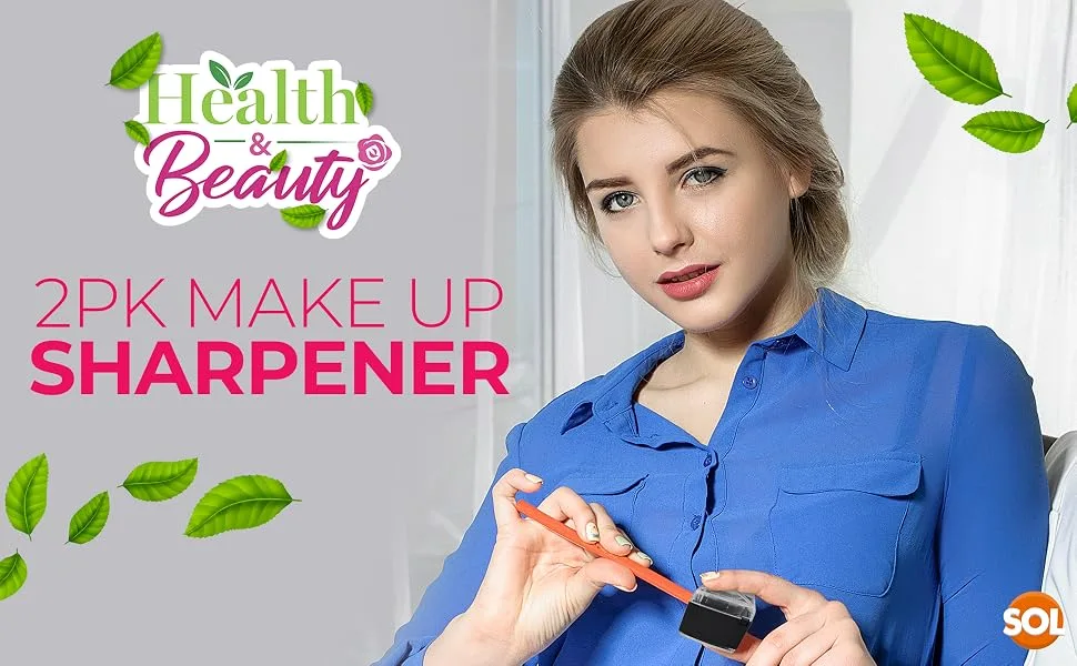 2pk Eyeliner Sharpener | 2 Holes Makeup Sharpener for Big & Small Sized Eye Pencil Sharpeners | Eyeliner Pencil Sharpener Eyebrow Pencil Sharpener Lip Liner Sharpener | Dual Make Up Pencil Sharpener - eyeliner sharpener makeup make up sharpeners double duo holes big small pencil eyebrow brow