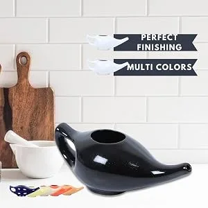 Leak Proof Durable Ceramic Neti Pot Comfortable Grip | Microwave and Dishwasher Friendly Natural Treatment for Sinus and Congestion (Olive Green Mat) - The Netipot is an Excellent Way to Clean Mucus From the Nose Making Medication More Effective