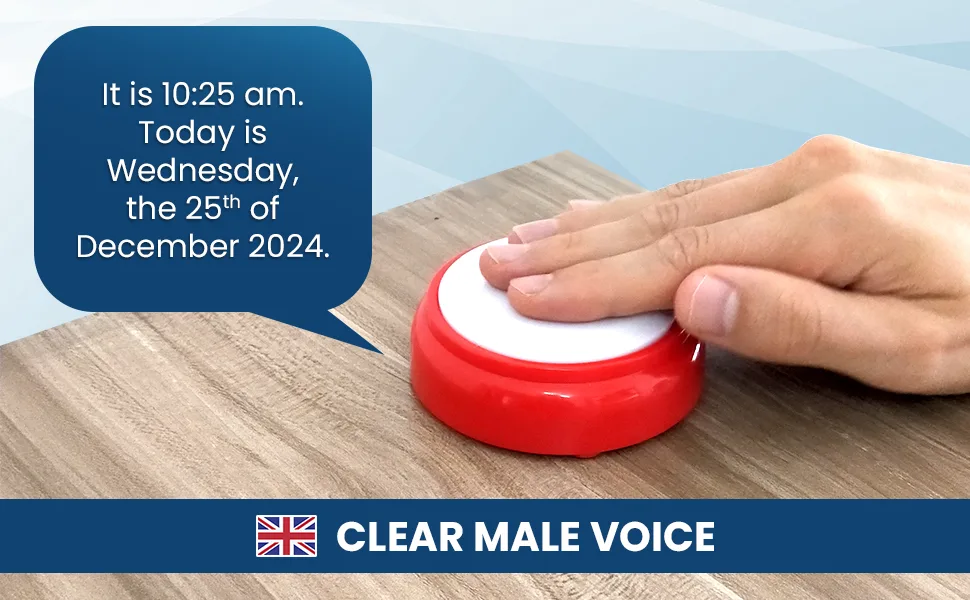 Talking Clock for The Elderly - British Accent - Tells Clearly The Time and Date - Easy to Operate English Speaking Clock - talking clock elderly blind speaking