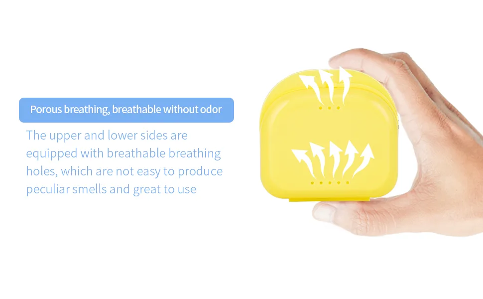 Portable Retainer Box Denture Box Denture Container Self-Cultivation Part Dental Retainer Retainer Mouth Guard Braces Dental Tray Splint (Yellow) - product information 2