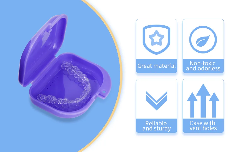 Portable Retainer Box Denture Box Denture Container Self-Cultivation Part Dental Retainer Retainer Mouth Guard Braces Dental Tray Splint (Yellow) - product information 3