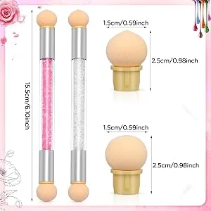 Greoer Nail Art Sponge Brush Applicator with 4 Pieces Replacement Head Double Head Acrylic Nails Ombre Sponge Nail Design Accessories for UV Gel and False Nail Art Rendering Tools (White) - product information 2