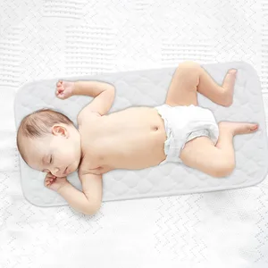 Nicoone Waterproof Changing Mat Liners Quilted 3PCS Bamboo Terry Surface Diaper Changing Pad Liner Washable Reusable Diaper Changing Liners for Home Outdoor Travel White - Oval - Changing Pad Liner
