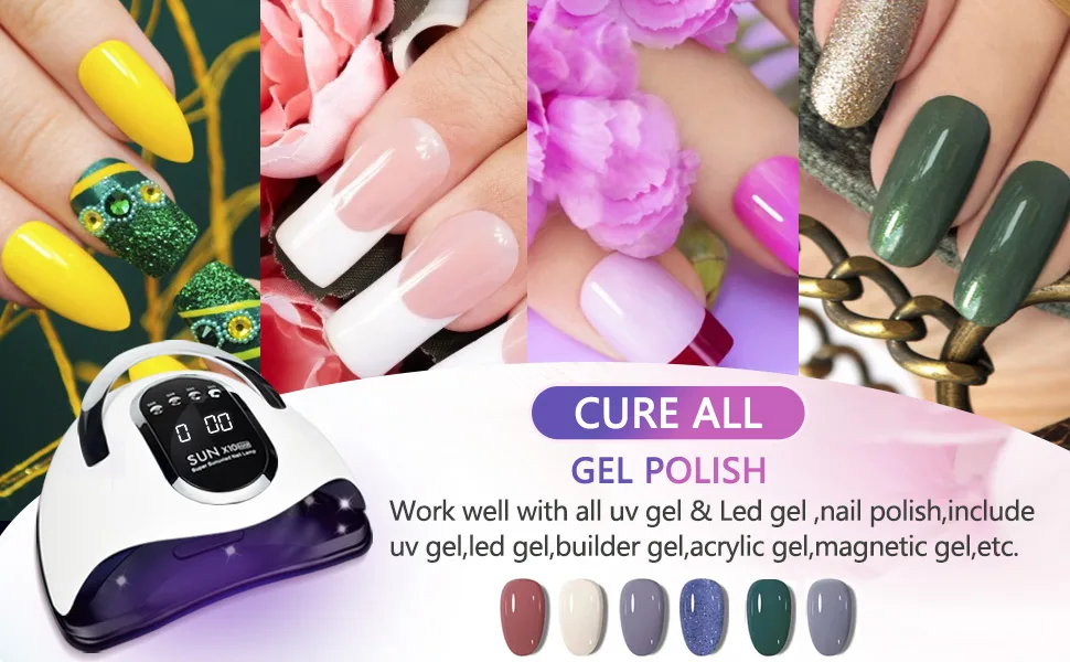280W UV LED Nail Lamp Fast Nail Curing Lamps for Home & Salon 66 Beads Dryer for Gel Polish with Automatic Sensor/4 Timer Setting Handle Professional Art Tools - product information 4