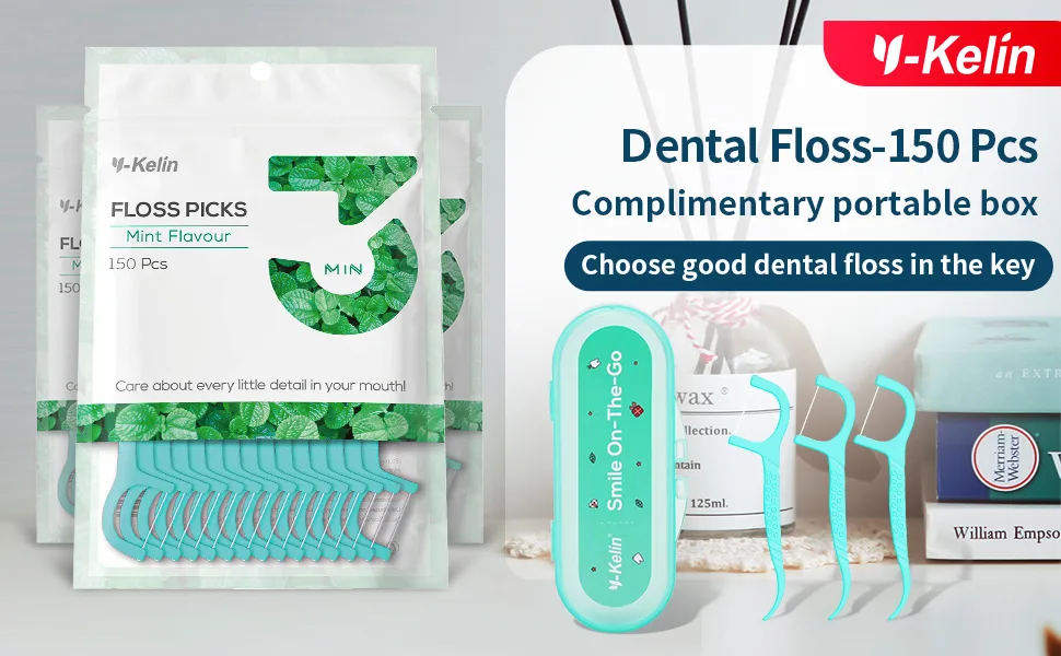 Y-Kelin Dental Floss-150 Pcs Dental Floss Toothpick with Storage Box Teeth Stick Tooth Picks Floss Picks Teeth Cleaning - product information 1