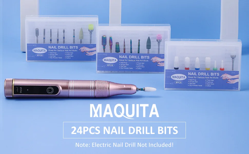 MAQUITA 24pcs Nail Drill Bits Professional Ceramic Tungsten Alloy Nail Drill Bits Gel Nails Accessories Remove Gel Acrylic Cuticle Cutter Bits for Manicure Pedicure - product information 1