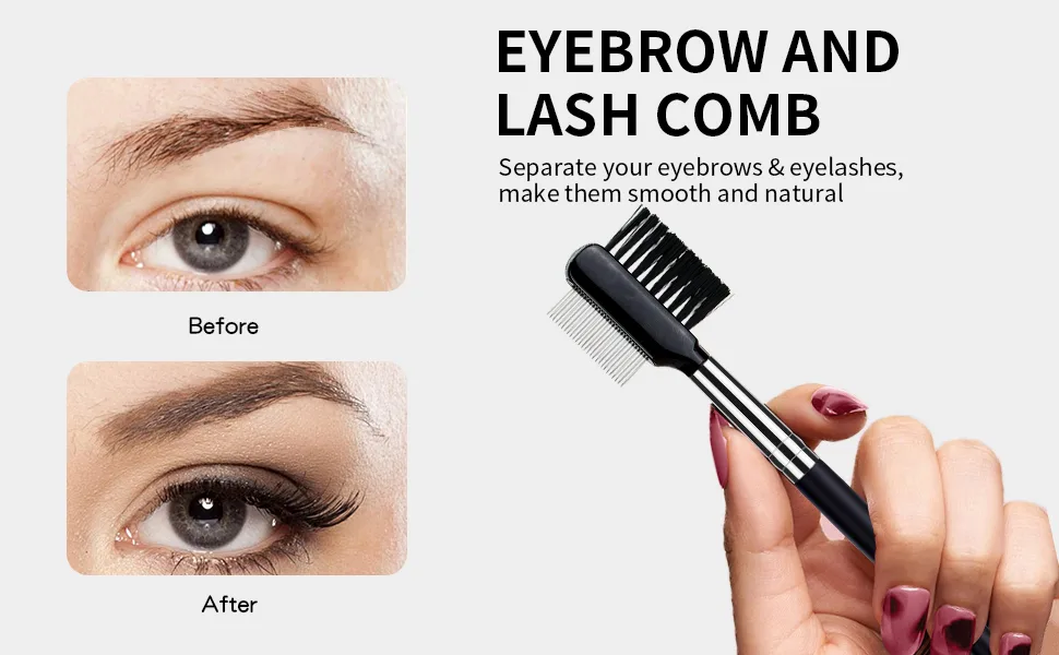 MSQ 3Pcs Eyelash Comb Duo Eyebrow Brush and Spoolie & Eyelash Comb Curlers & Steel Brow Brush Comb Makeup Grooming Brushes Tool Eyelash Grooming Brushes 1 set - product information 2