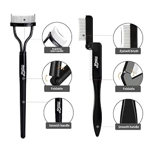 MSQ 4 Pcs Folding Eyelash Comb Dou Eyebrow Brush with Spoolie Mascara Separator Metal Teeth Eyebrow Eyelash Grooming Brushes for Define Eyelash and Eyebrow 4pcs - product information 3