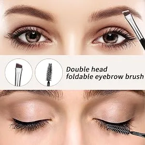 MSQ 4 Pcs Folding Eyelash Comb Dou Eyebrow Brush with Spoolie Mascara Separator Metal Teeth Eyebrow Eyelash Grooming Brushes for Define Eyelash and Eyebrow 4pcs - product information 4