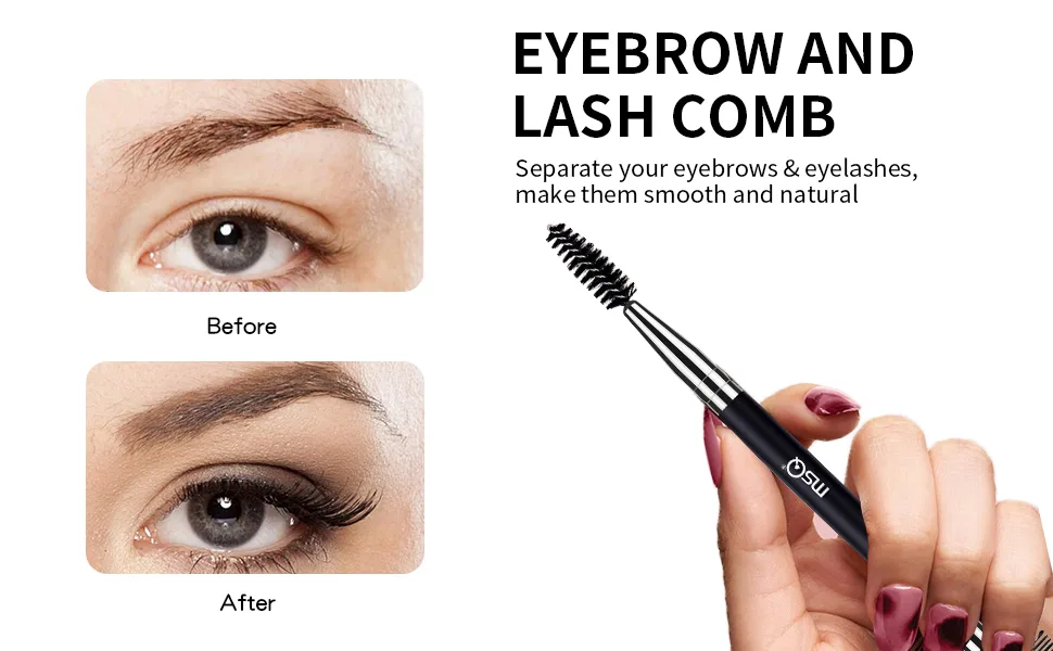 MSQ 3pcs Eyebrow Eyelash Shaper Eyelash Comb Eyebrow Brush 3-in-1 Multifunction for Separating Lashes Eliminating Mascara Clumps and Brow Groomer + Lash Comb Multitasker Black - product information 2