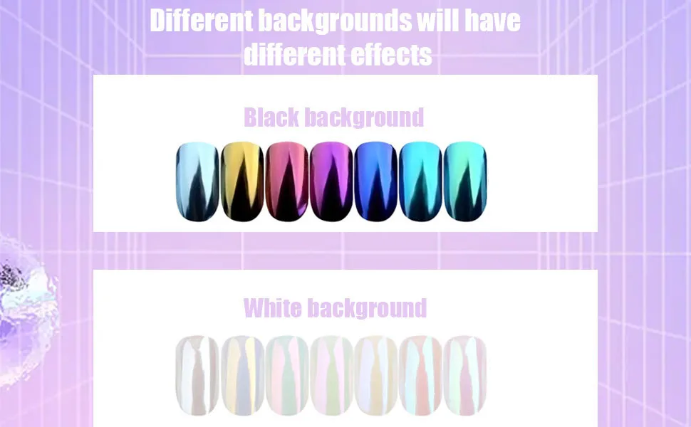 Chameleon Chrome Nail Powder 7 Boxes Aurora Mirror Effect Shell Powder Solid Magic Mirror Pearl Pigment Manicure Glitter Dust for DIY Nail Art Design Decoration (Nail Powder E) - nail glitter powder