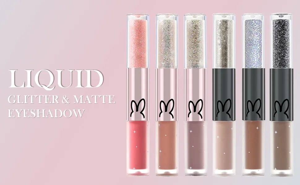 Erinde 3PCS Liquid Glitter Matte Eyeshadow Liquid Glitter Eyeliner and Matte Cream Eyeshadow 2 in 1 Makeup Korean Shimmer Matte Eyeshadow Silver Christmas Eye Makeup Quick Drying Long Lasting #01 - liquid glitter eyeshadow