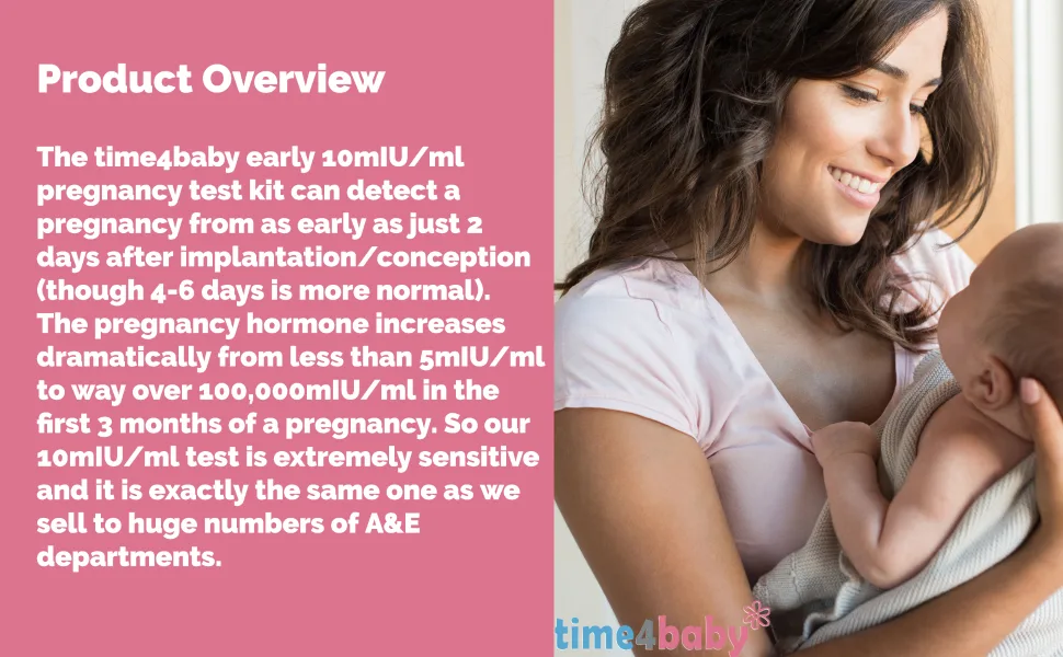 time4baby: 15 Pregnancy Test Strips 10mIU/mL - time4baby Preg strip prod overview