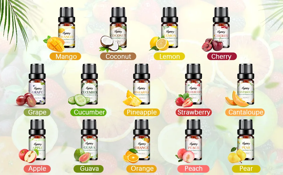Fruity Essential Oils Fragrance Oils Set 14 x 5ml Natural Aromatherapy Essential Oil for Diffusers for Home Humidifiers Bath Bombs Soap & Candle Making - Mango Strawberry Cherry Coconut Fruity Scent - product information 3