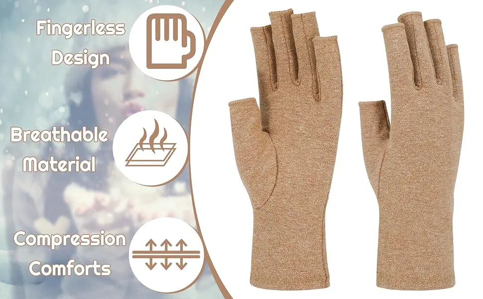 3 Pairs Arthritis Gloves Fingerless Compression Gloves Non-slip for Women Men Compression Gloves Fingerless for Computer Typing Dailywork Hands and Joints Pain Relief black - Gloves Fingerless