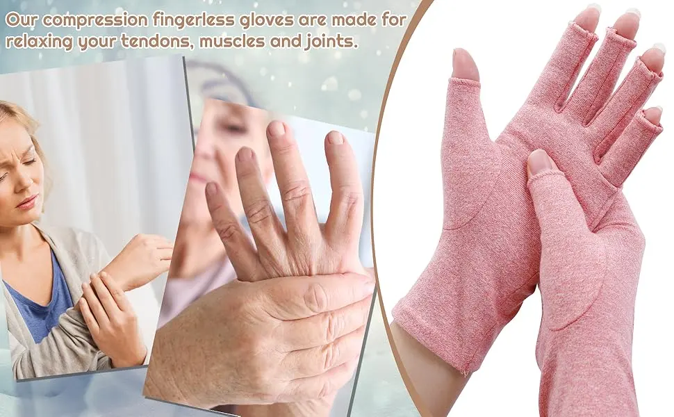 3 Pairs Arthritis Gloves Fingerless Compression Gloves Non-slip for Women Men Compression Gloves Fingerless for Computer Typing Dailywork Hands and Joints Pain Relief black - Gloves Fingerless