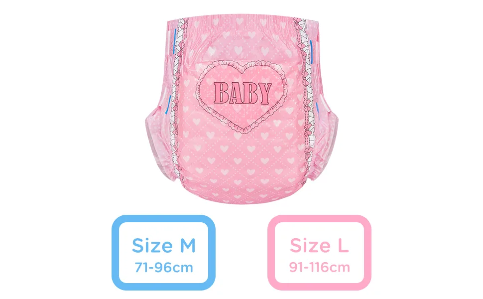LittleForBig Adult Printed Diaper 10 Pieces - Blushing Baby (Medium 28"-38") Pink M - LB-D28