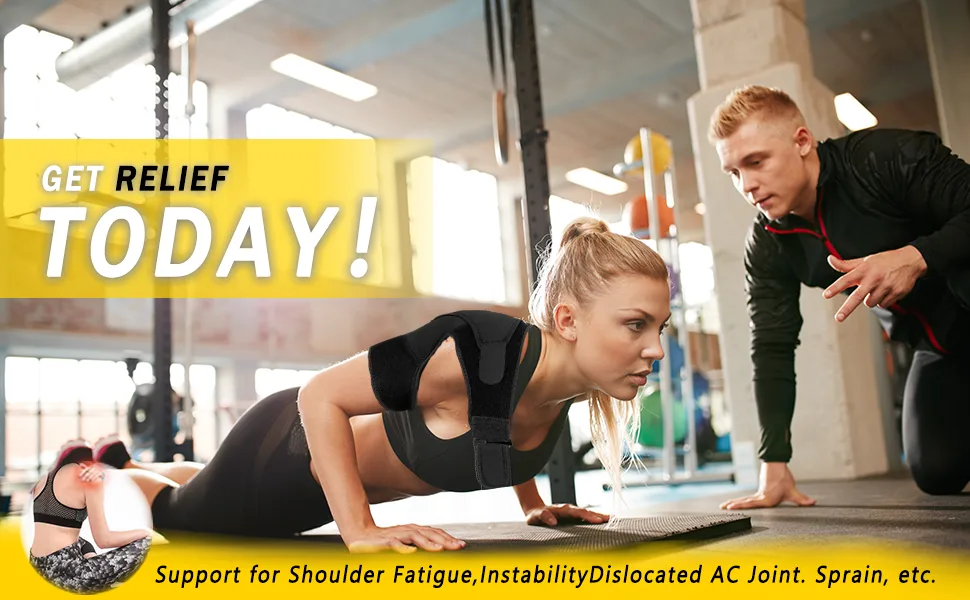 Flow fire Adjustable Shoulder Support Brace for Men and Women Shoulder Strap Support for Shoulder Relief Pain Rotator Cuff Support Fits Left and Right L-XL - Shoulder Support Brace