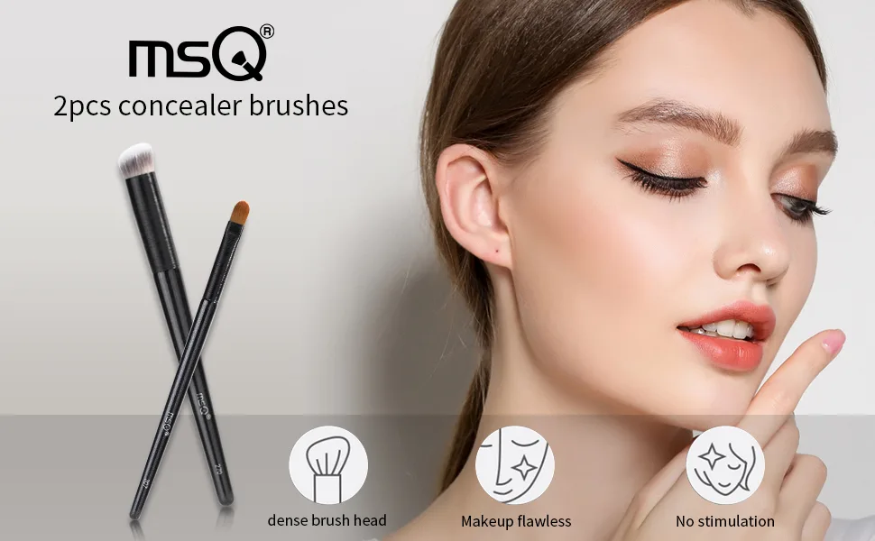 MSQ 2pcs Concealer Brush Angled Top Concealer Makeup Brush Precise Face Brush with Soft Synthetic Fiber for Concealer Powder Cream Liquid Makeup - product information 1