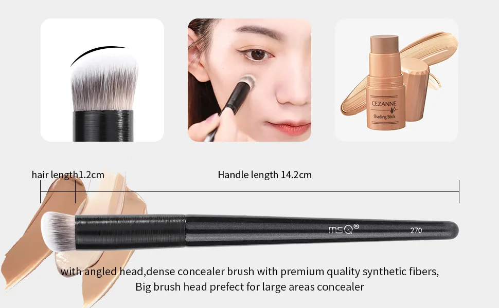 MSQ 2pcs Concealer Brush Angled Top Concealer Makeup Brush Precise Face Brush with Soft Synthetic Fiber for Concealer Powder Cream Liquid Makeup - product information 2