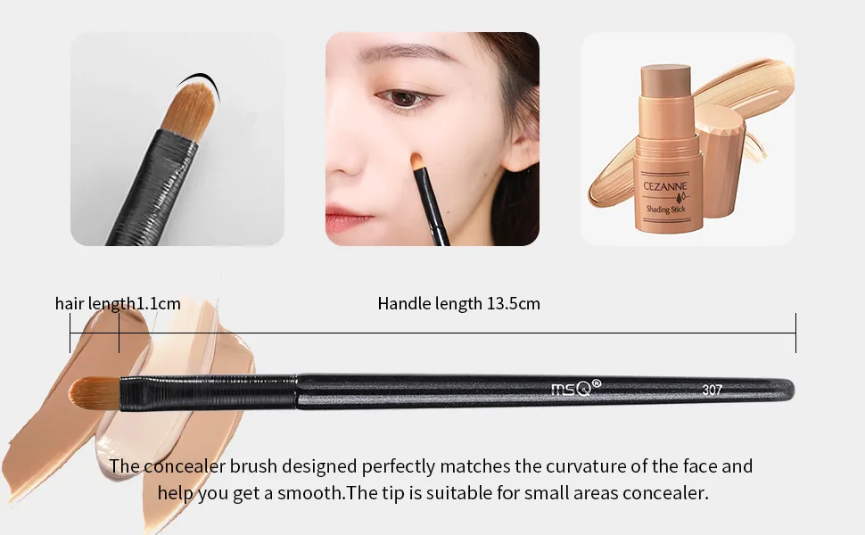 MSQ 2pcs Concealer Brush Angled Top Concealer Makeup Brush Precise Face Brush with Soft Synthetic Fiber for Concealer Powder Cream Liquid Makeup - product information 3