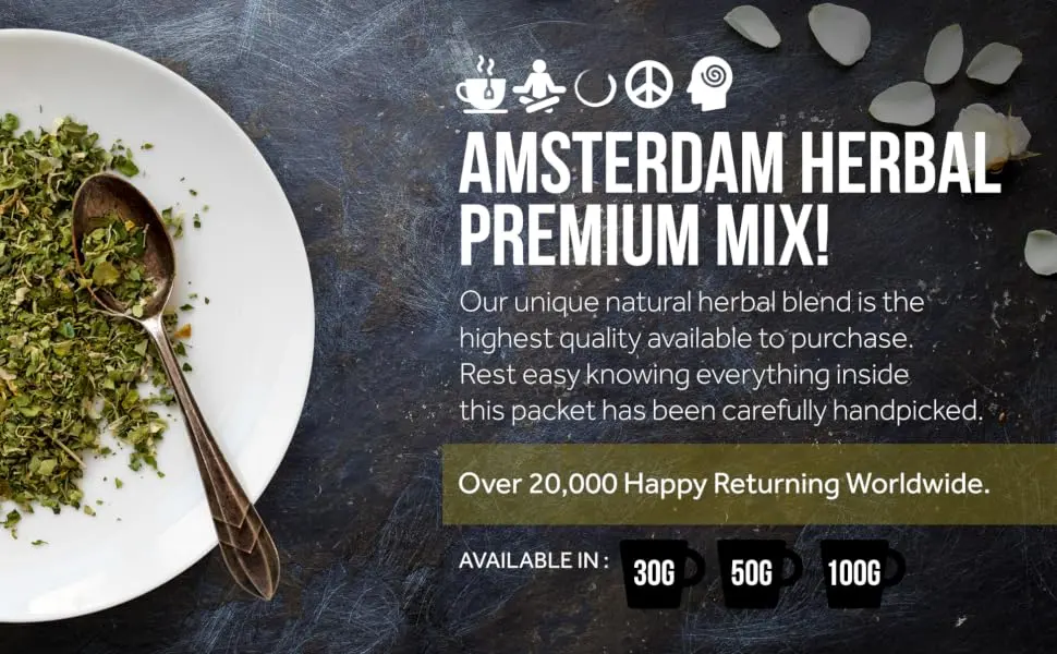 Amsterdam Herbal Premium Mix - 100% Natural Marshmallow Leaf - As used in the Coffee Shops 50g - Amsterdam Herbal Premium Mix - 100% Natural Marshmallow Leaf As used in the Coffee Shops