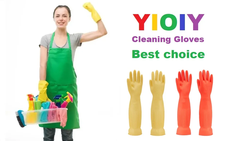 Cleaning Gloves Waterproof and Oil-resistance Rubber Glove for kitchen Cleaning (Yellow L) - product information 1
