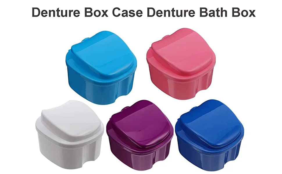 Denture Bath Box Orthodontic Teeth Retention Box Plastic Denture Bath Box Denture Cleaning kit Container Soaking Denture Bath Box for Storage Soaking Denture Cleaning Cartridge Filter 1 (Dark Blue) - product information 1