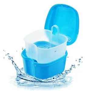 Denture Bath Box Orthodontic Teeth Retention Box Plastic Denture Bath Box Denture Cleaning kit Container Soaking Denture Bath Box for Storage Soaking Denture Cleaning Cartridge Filter 1 (Dark Blue) - product information 3