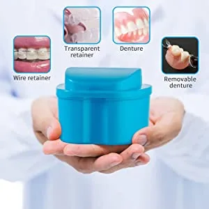 Denture Bath Box Orthodontic Teeth Retention Box Plastic Denture Bath Box Denture Cleaning kit Container Soaking Denture Bath Box for Storage Soaking Denture Cleaning Cartridge Filter 1 (Dark Blue) - product information 4