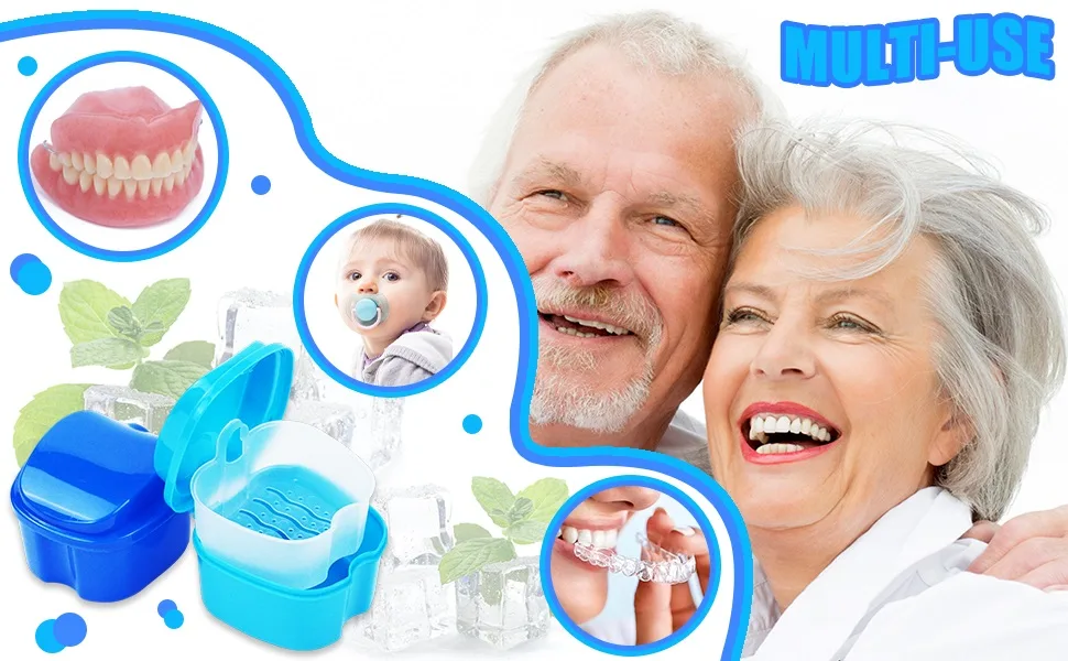 Denture Bath Box Orthodontic Teeth Retention Box Plastic Denture Bath Box Denture Cleaning kit Container Soaking Denture Bath Box for Storage Soaking Denture Cleaning Cartridge Filter 1 (Dark Blue) - product information 5